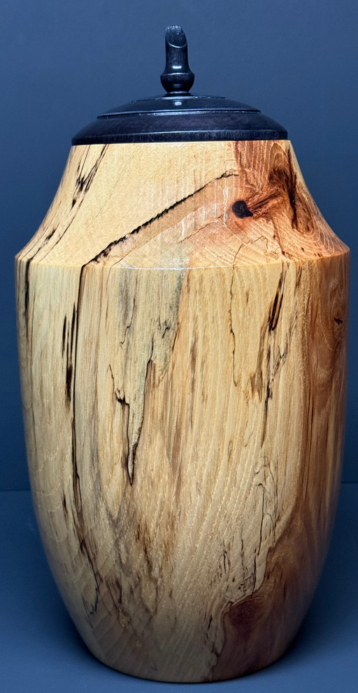 Serenity Spalted Hickory Turned Urn 27- angle 2