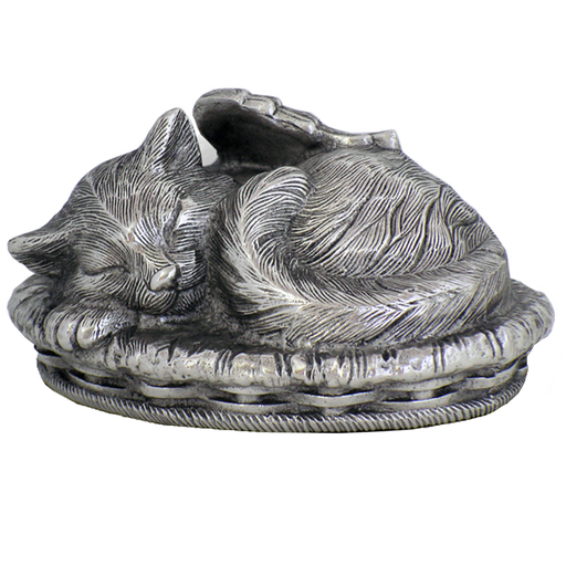 Cat Angel Urn Metallic Silver