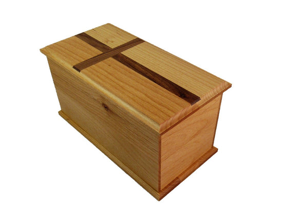 Simple Alder Urn with Walnut Cross Inlay