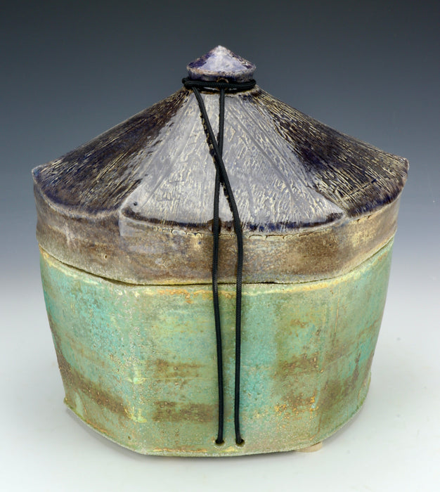 Six-Sided Tent-Form Soda-Fired Ceramic Urn - Angle 2