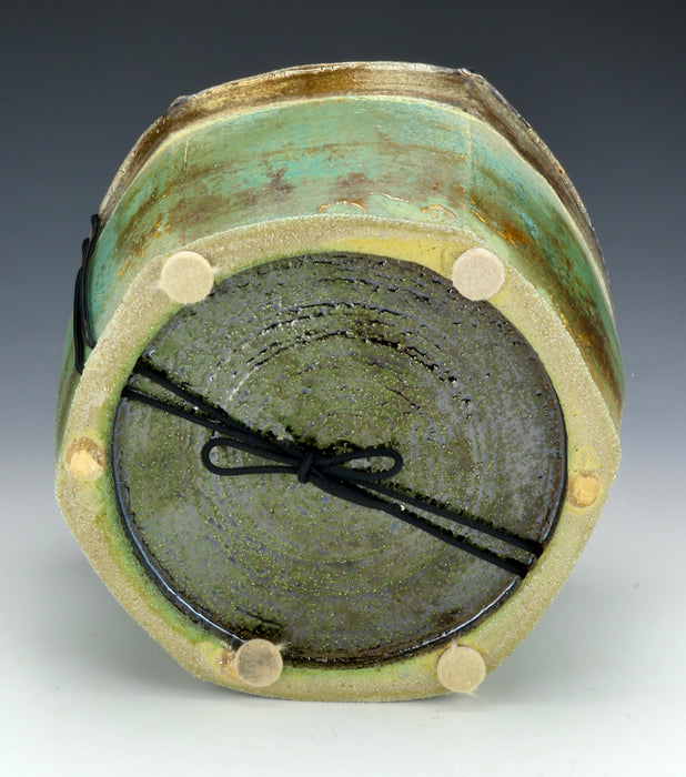 Six-Sided Tent-Form Soda-Fired Ceramic Urn - Bottom Angle
