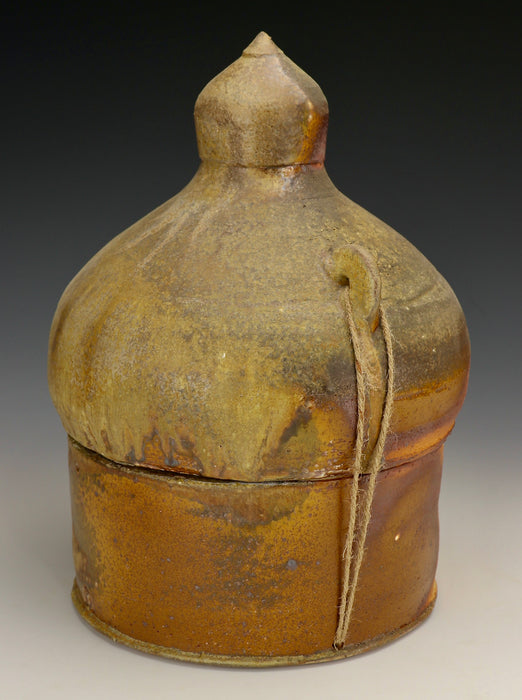 Small Dome-Lidded Anagama Ceramic Urn - angle 3