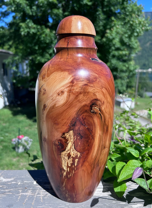 Small Spalted Apple Wood Turned Urn 17 - angle 3