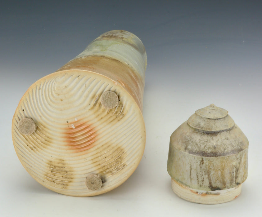 Small Wood-Fired Porcelain Tower Urn - Bottom and Lid