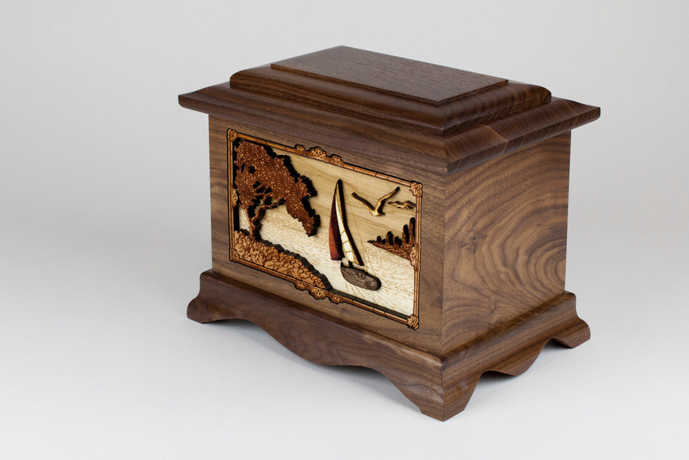 Gorgeous Walnut Wood with Sailing Inlay Art Scene