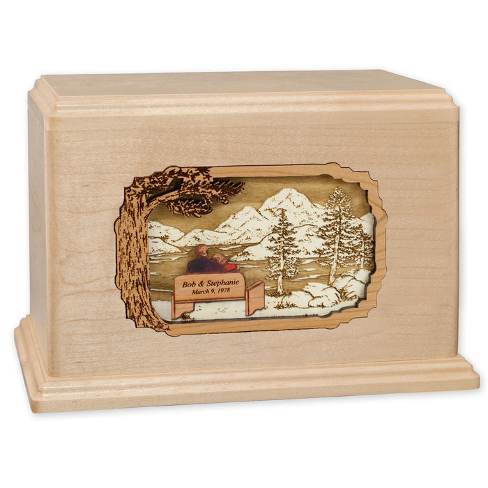 Soulmates Companion Cremation Urn - Maple - Personalized Bench