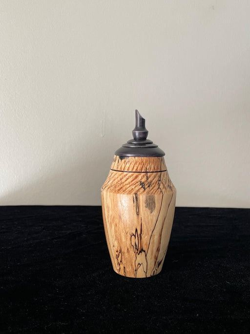 Spalted Maple Turned Pet Urn with Pointed Top