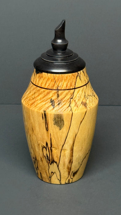 Spalted Maple Turned Pet Urn with Pointed Top - backside