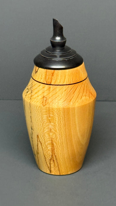 Spalted Maple Turned Pet Urn with Pointed Top