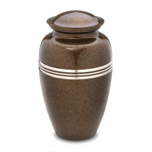 Speckled Auburn Brown Metal Cremation Urn - Adult Urn