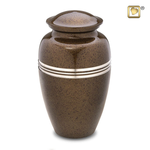 Speckled Auburn Brown Metal Cremation Urn - Adult Urn