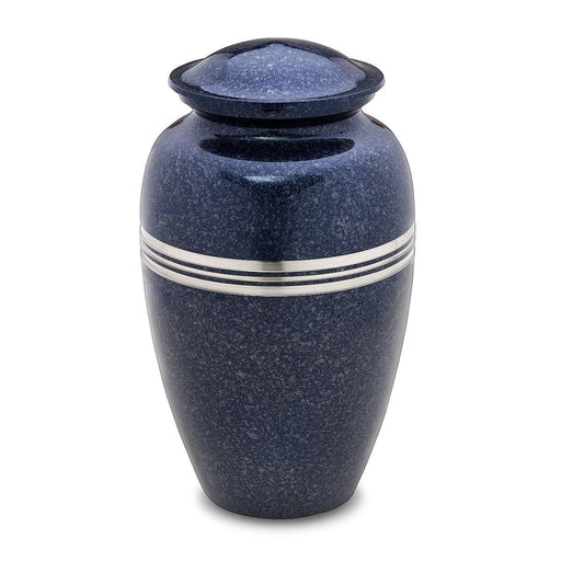 Speckled Indigo Blue Metal Cremation Urn - Standard Adult Urn