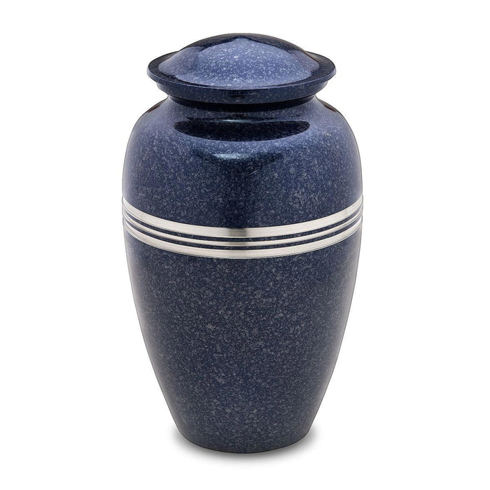 Speckled Indigo Blue Metal Cremation Urn - Standard Adult Urn