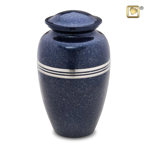 Speckled Indigo Blue Metal Cremation Urn - Standard Adult Urn