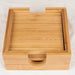 Includes matching bamboo wood coaster holder