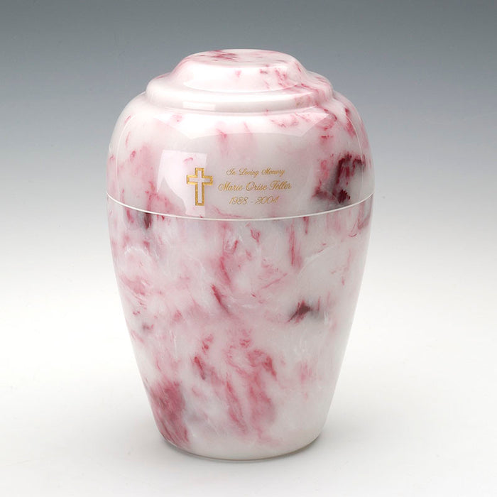 Grecian Cultured Onyx Urn in Ruby with Inscription