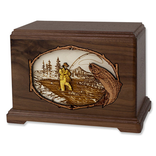 Stream Fishing Urn - Walnut Wood