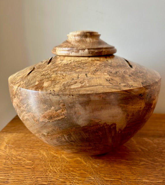 Sweetgum Spalted Hand Turned Urn 82 - angle 2