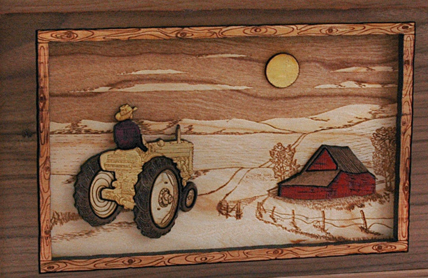 Urn Scene: Tractor and Moon