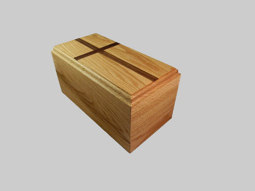 Rectangular Oak Companion Urn with Walnut Cross Inlay