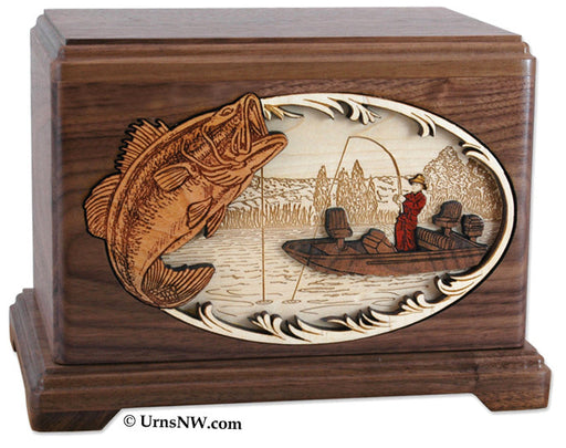 Boat Fishing Urn - Walnut Wood - Bass