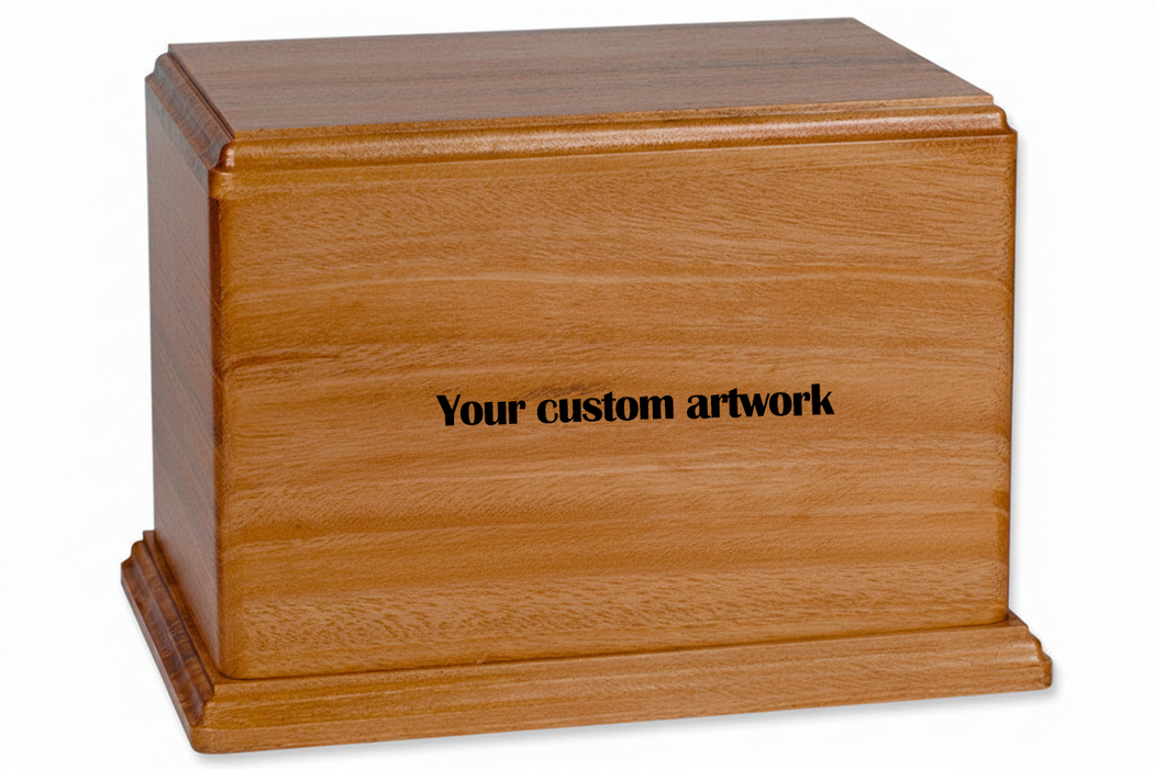 Custom Engraving on Horizontal Wood Urn