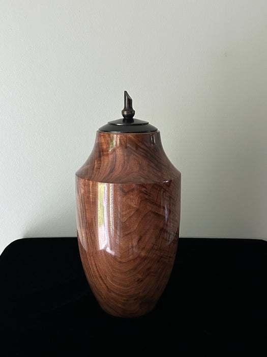 Serenity Walnut Small Turned Urn - backside