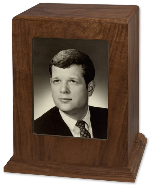 Photo Display Cremation Urn in Walnut