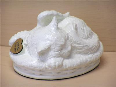 Cat Angel Urn White Porcelain