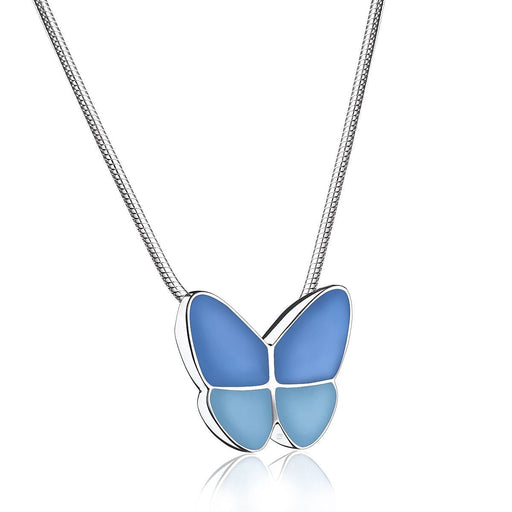 Butterfly Cremation Urn Necklace in Blue - Includes necklace chain