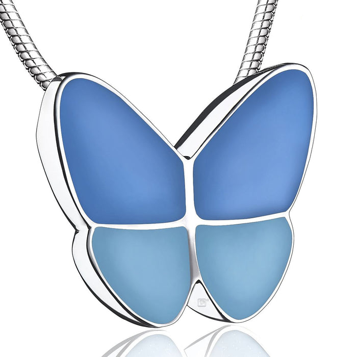 Butterfly Cremation Urn Necklace in Blue - Pendant