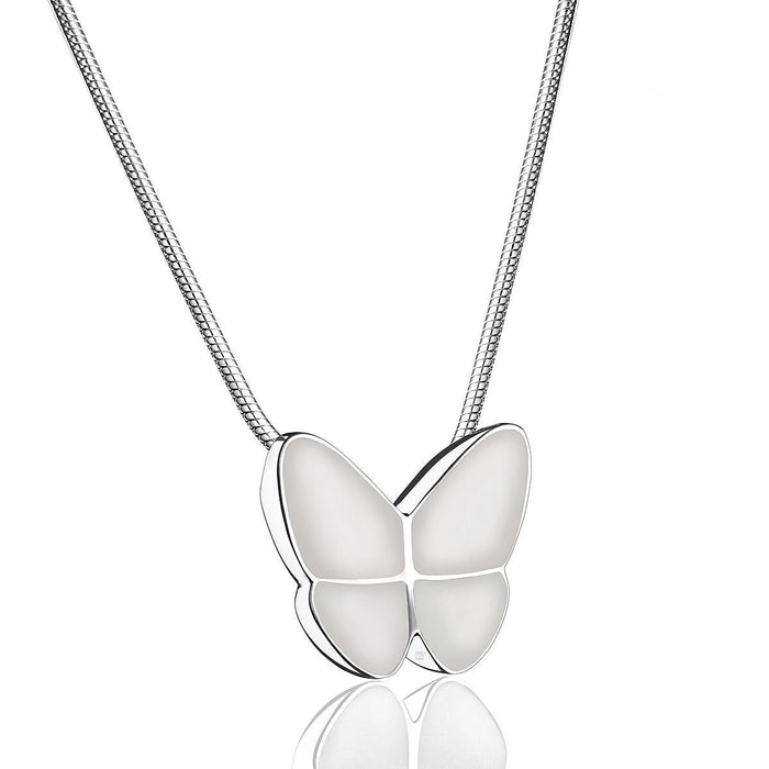 Butterfly Cremation Urn Necklace in White - Includes necklace chain