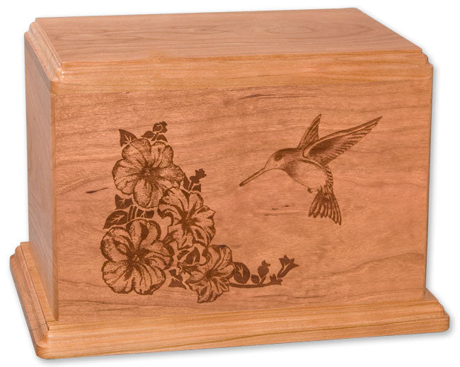 Laser Carved Hummingbird Urn - Cherry