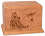 Laser Carved Hummingbird Urn - Cherry