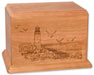 Laser Carved Lighthouse Urn - Cherry