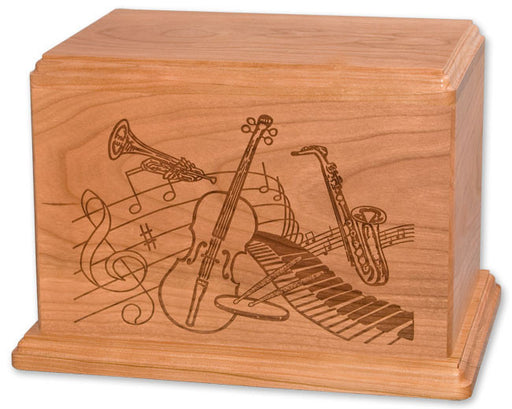 Laser Carved Music Urn - Natural Cherry