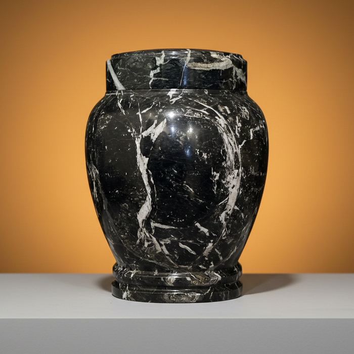 Zuri - Black Zebra Marble Urn - Alt Setting