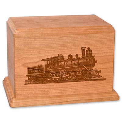 Laser Carved Wood Train Urn for Dad