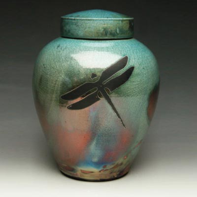 Ceramic Dragonfly Urn for Ashes