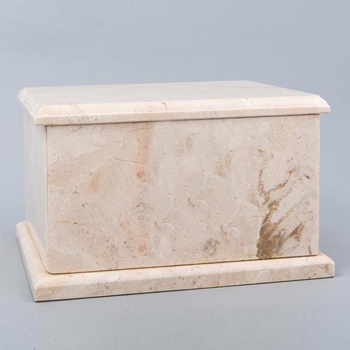 Champagne-colored natural stone urn for burial